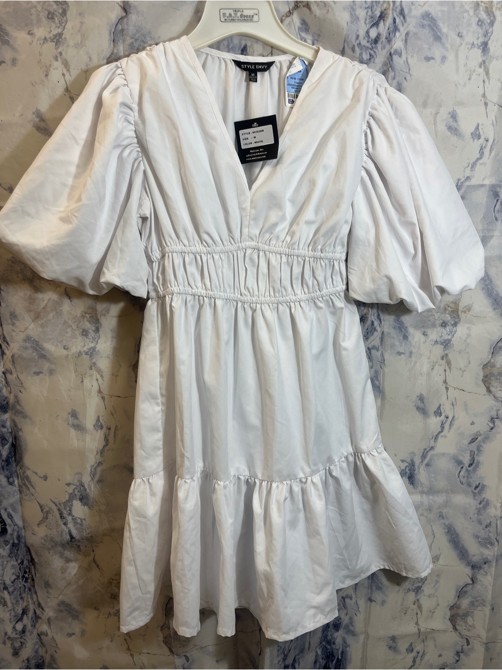 Style Envy White Puff Sleeve Dress